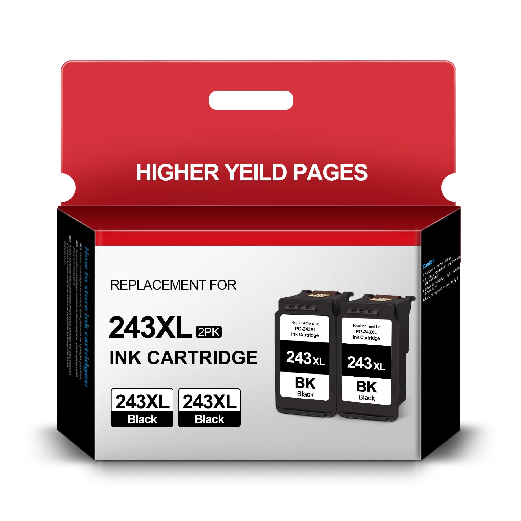 PG-243XL Black Ink cartridges Replacement for Canon Ink PG-243 PG-243XL 243 Work for TS3122 MX492 MG2922 MG2420 TR4520 Printer (2 Black)