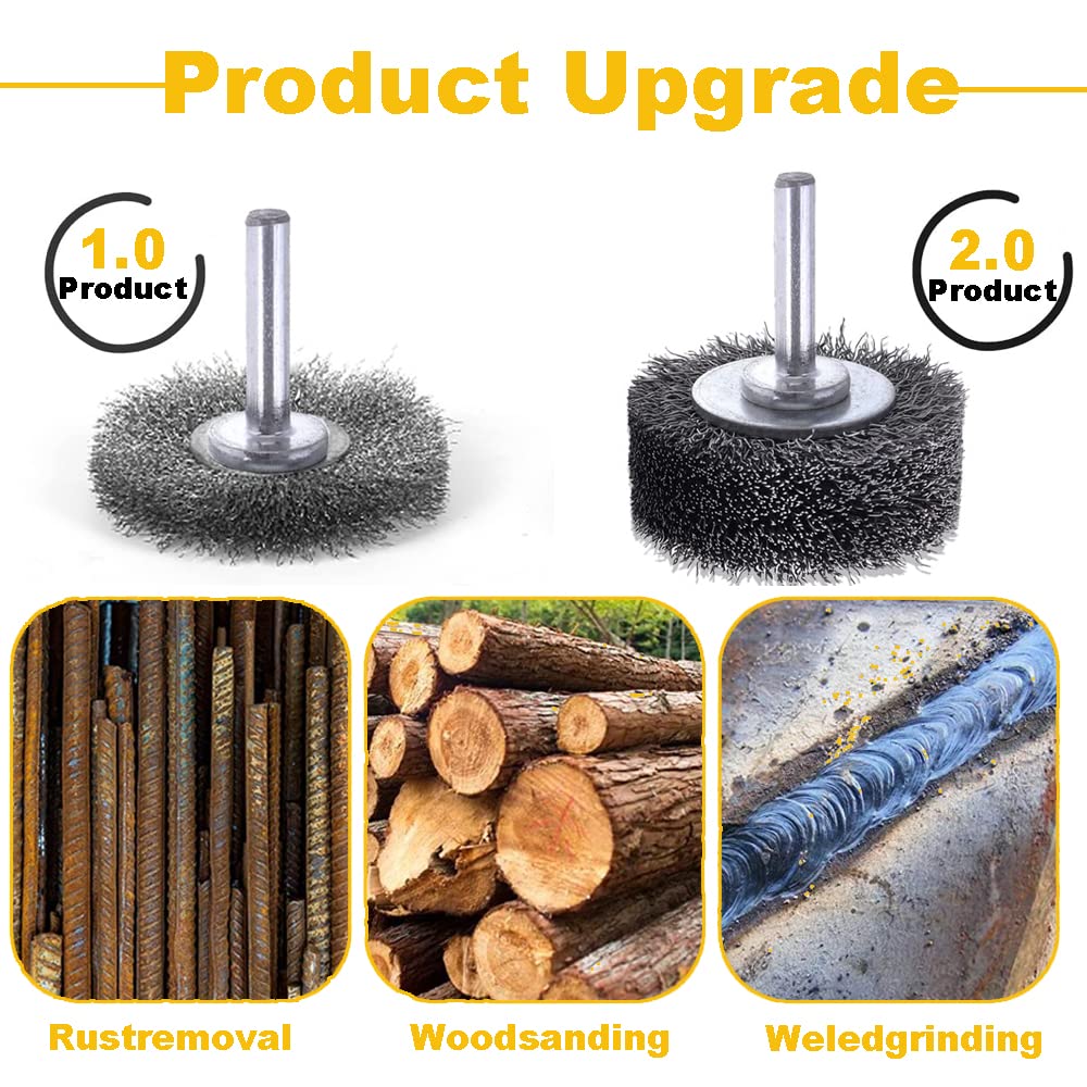 AOKLIT 2 inch Wire Wheel Brush Wire Wheel Brush for Drill Attachment，0.0118" Carbon Steel Wire, 1/4in Shank, 20000RPM，4 Pack Heavy Duty Wire Brushes Removal Paint Rust & Corrosion (4)