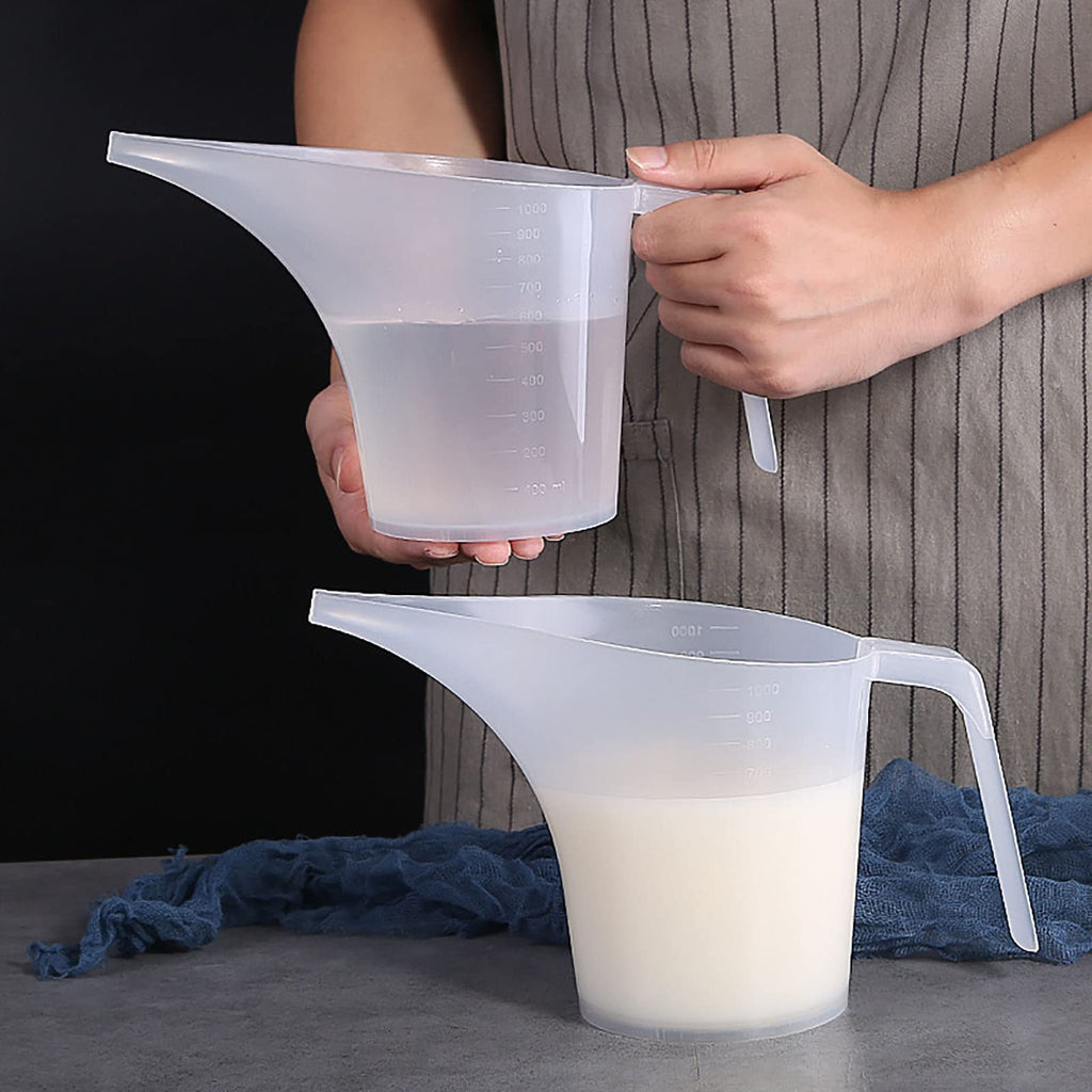 WUWEOT 12 Pack Measuring Funnel Pitcher, 33OZ (1000ml) Easy Pour Measuring Cup with Long Spout for Soap Cakes Making, Filling Muffin Pans, Bakeware Molds, Oils, Fluids