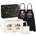 Mr and Mrs Est 2026 Mug and Apron Set, Wedding Engagement Anniversary Bridal Shower Gifts for Couple Mr and Mrs Smith Bride Groom Husband Wife Newlyweds Gifts