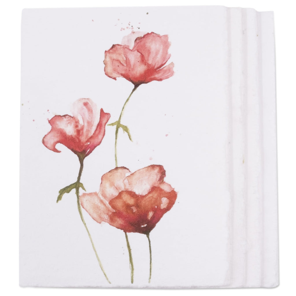 Wanderings Handmade Deckle Edge Blank Greeting Cards & Envelopes with Flower Art - Thick 300gsm paper– 20 Cards (5 Each of 4 Varieties) for Invitations, Thank Yous, Get Well and Birthday Cards –5x7"