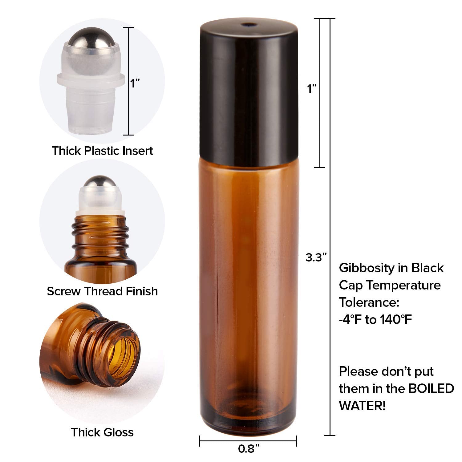 25 Pack Roller Bottles, 10ML Essential Oil Glass Roller Bottles with Stainless Steel Roller Balls (1 Openers,2 Funnels,3 Droppers) (25PCS 10ml Amber)