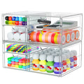 2 Pack Desk Organizers, Makeup Organizer Storage With 7 Drawers, Desktop Office Supplies, Clear Desk Accessories, Dustproof Drawer Organizer and Storage for Make Up, Jewelry, Pen, Desktop Stationary
