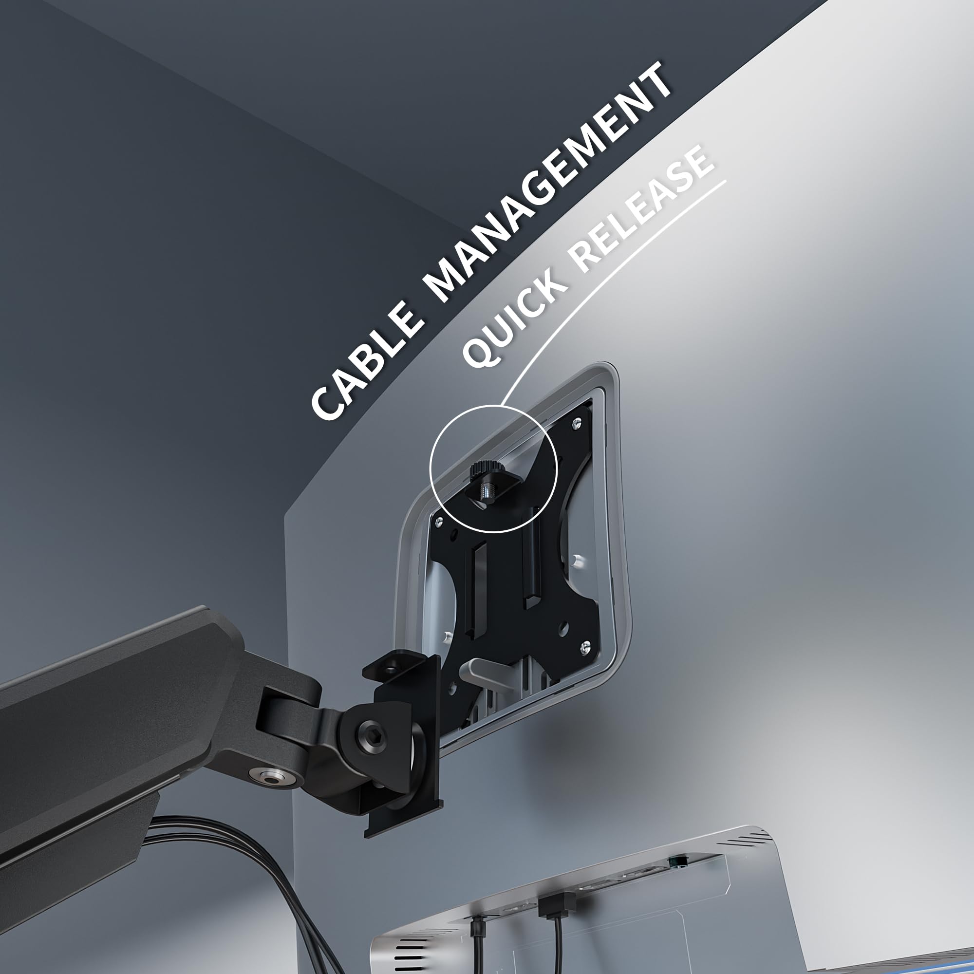C-MOUNTS Single Monitor Arm Desk Mount，Gas Spring Monitors Arm for 17-32 inch Screens,Adjustable Computer Monitors Stand up to 4.4 to 19.8 lbs,Vesa Mount with Clamp and Grommet Base, VESA 75 & 100mm