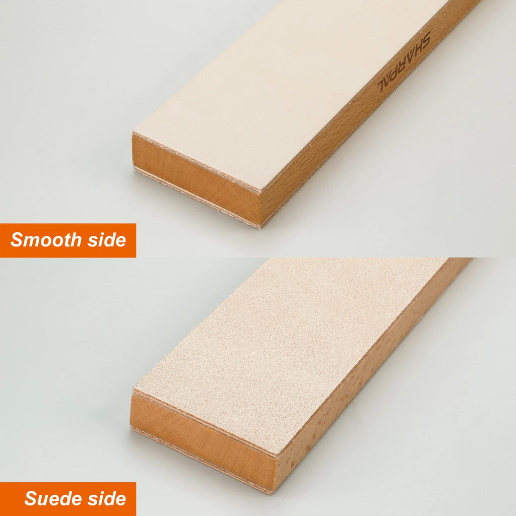 SHARPAL 205H Double-Sided Leather Strop 13.2" x 2.4" Kit, Genuine Cowhide Stropping Block with 2 oz Polishing Compound & Angle Guide, Knife Strop for Honing Knives, Tools, Fathers Day Gift
