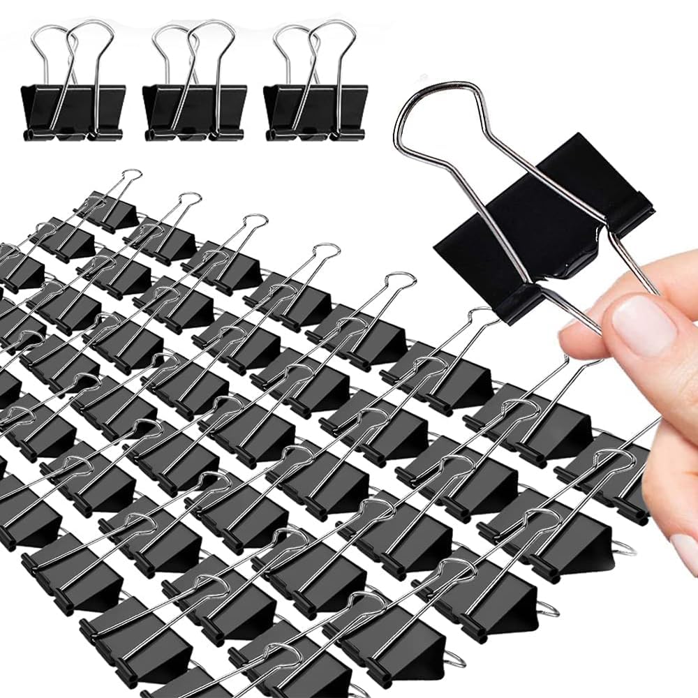 Large Binder Clips, 72 Pack, 1.6 Inch, Non-Standard 41mm, Black, Capacity 0.66 Inch, Paper Clips, Office Clips, Great Fold Clamp, School & Home Use