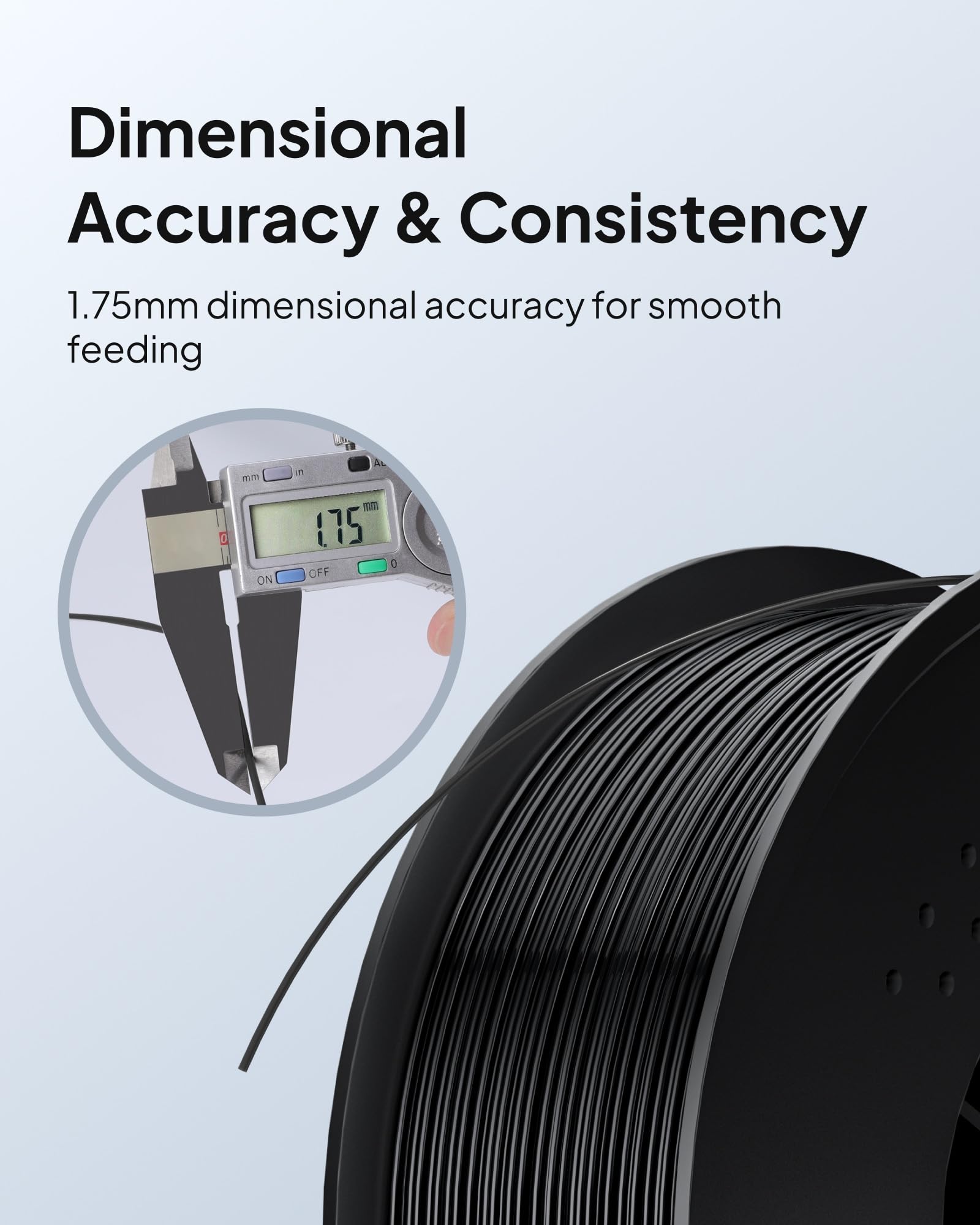 ELEGOO TPU Filament 1.75 mm Black 1KG, 95A Flexible Soft 3D Printing Filament Dimensional Accuracy, for Most FDM Printers