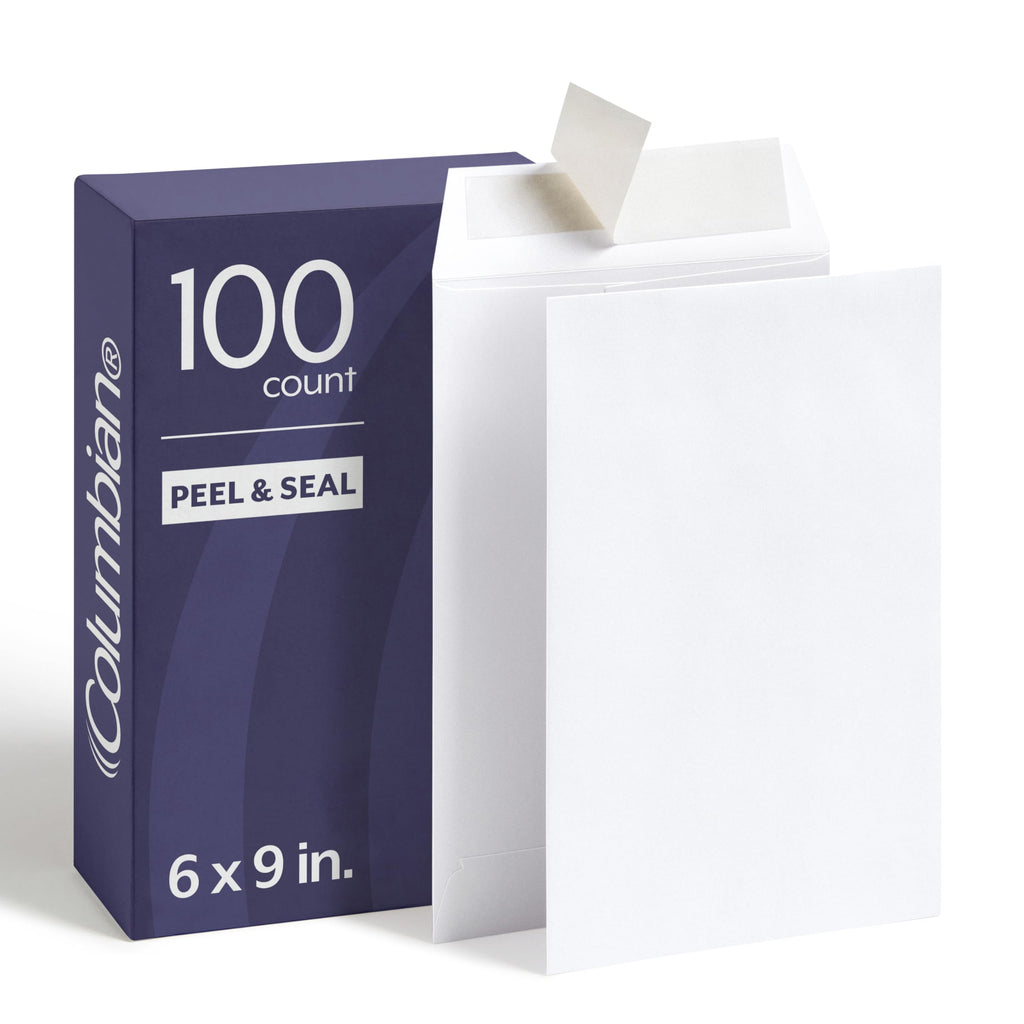 Columbian Catalog Envelopes, 6 x 9, Release & Seal Self-Sealing Closure, 28 lb White Wove, 100 per Box (COLO652)