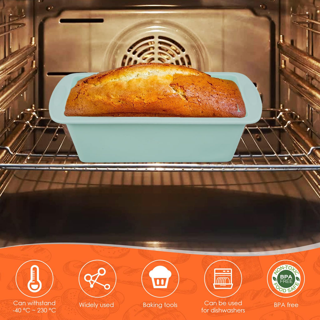 4Pcs Silicone Bread Loaf Pan Non Stick Loaf Baking Mold Heat Resistant Loaf Tins Reusable Bread Toast Mold Easy Release Air Fryer Cake TinRectangular for Kitchen Cake Bread 7.7 x 3.7 x 2.2 inches