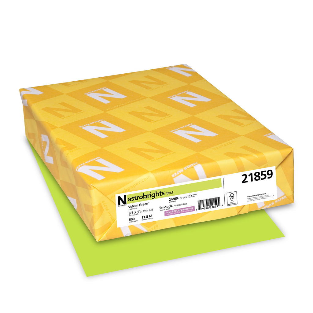 Neenah Astrobrights Premium Color Paper, 24-Pound, 8.5 x 11-Inch, 500 Sheets, Vulcan Green