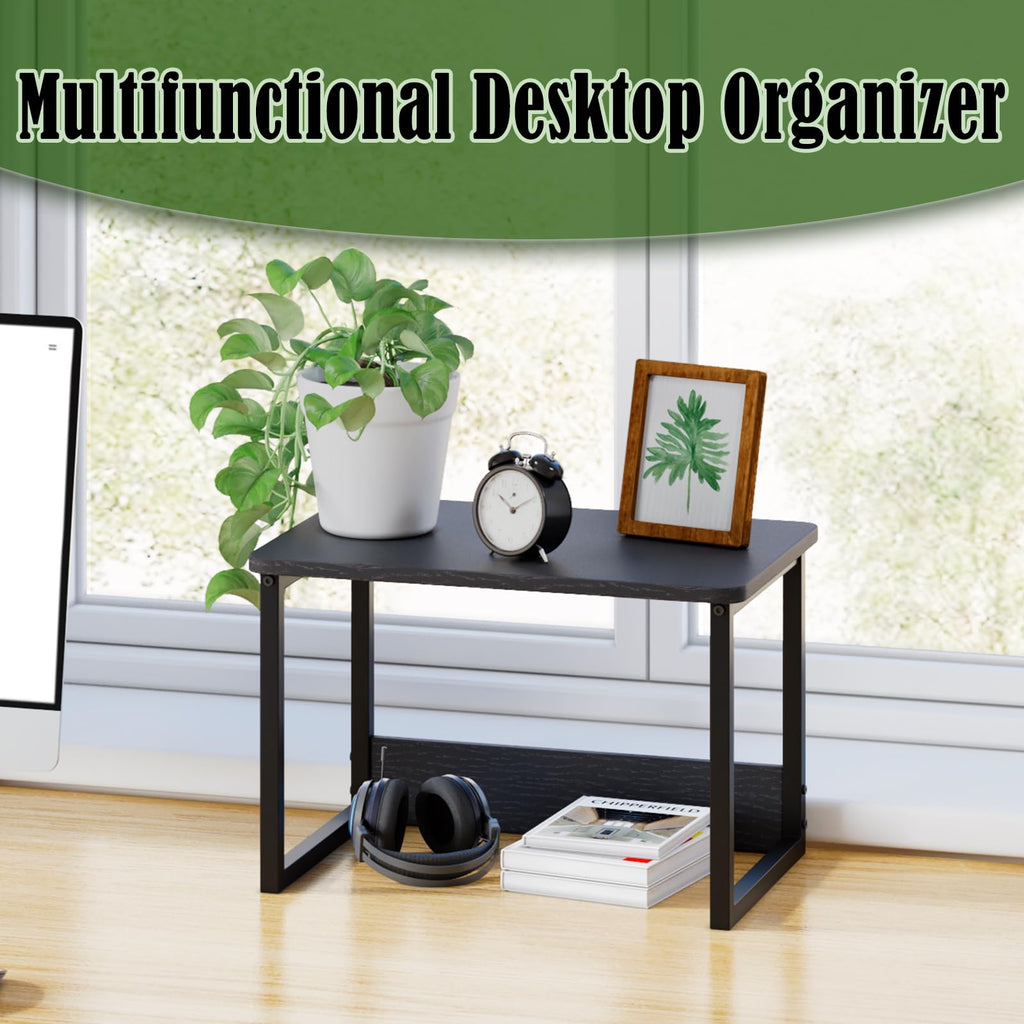 MARTY Printer Stand for Desk, Black Desktop Printer Stand Shelf Organzier for Home/Office Heavy Duty Printer Riser Under Desk Small Table for Printer