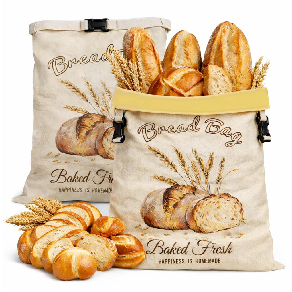 Beeswax Bread Bags for Sourdough, 2 Pack Reusable Bread Bag for Storage XL 17x13 Inch, Large Linen Bags for Homemade Sourdough - Keep Fresh, Freezer Safe