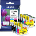 10 Pack LC-203 XL Ink Cartridge for Brother LC203 203XL LC203XL 201 LC201 201XL LC201XL for Brother MFC-J480DW J880DW J4420DW J680DW J885DW J880DW J460DW J485DW Printer (Black, Cyan, Magenta, Yellow)
