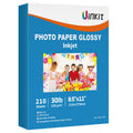 Uinkit 30lb Thin Flyer Glossy Photo Paper 8.5x11 Inkjet Single Side DIY Chip Bag 115gsm 210 Sheets Photos Picture for Inkjet Printer with Dye Ink Letter Size A4 Brochure (8.5x11x100) (210)