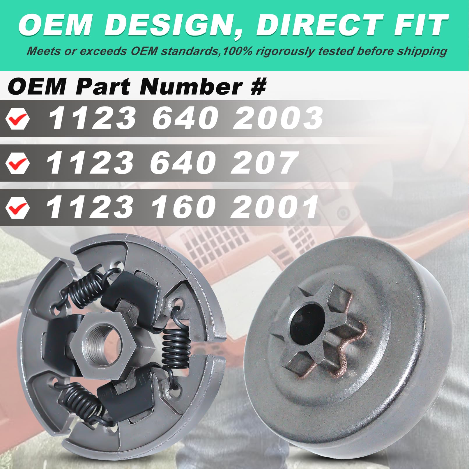 3/8" Sprocket Clutch Kit for Stihl 017 018 MS170 MS180 021 023 025 MS210 MS230 MS250, ADEFOL Sprocket + Clutch Drum + Bearing + Worm Gear + Washer + E-Clip + Spark Plug