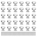Nicunom 30 Pack Cabinet Knobs Crystal, 30 mm Glass Drawer Pulls Diamond Shape Dresser Knobs with Screws for Kitchen, Bathroom Cabinet, Dresser and Cupboard