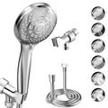VEHHE 6 Spray Modes Handheld Shower Head Saving Water, Bright Shower Head with Anti-Clog Nozzles and Anti-Leak, Shower Head with Hose 1.5M and Adjustable Universal Bracket∣Silver