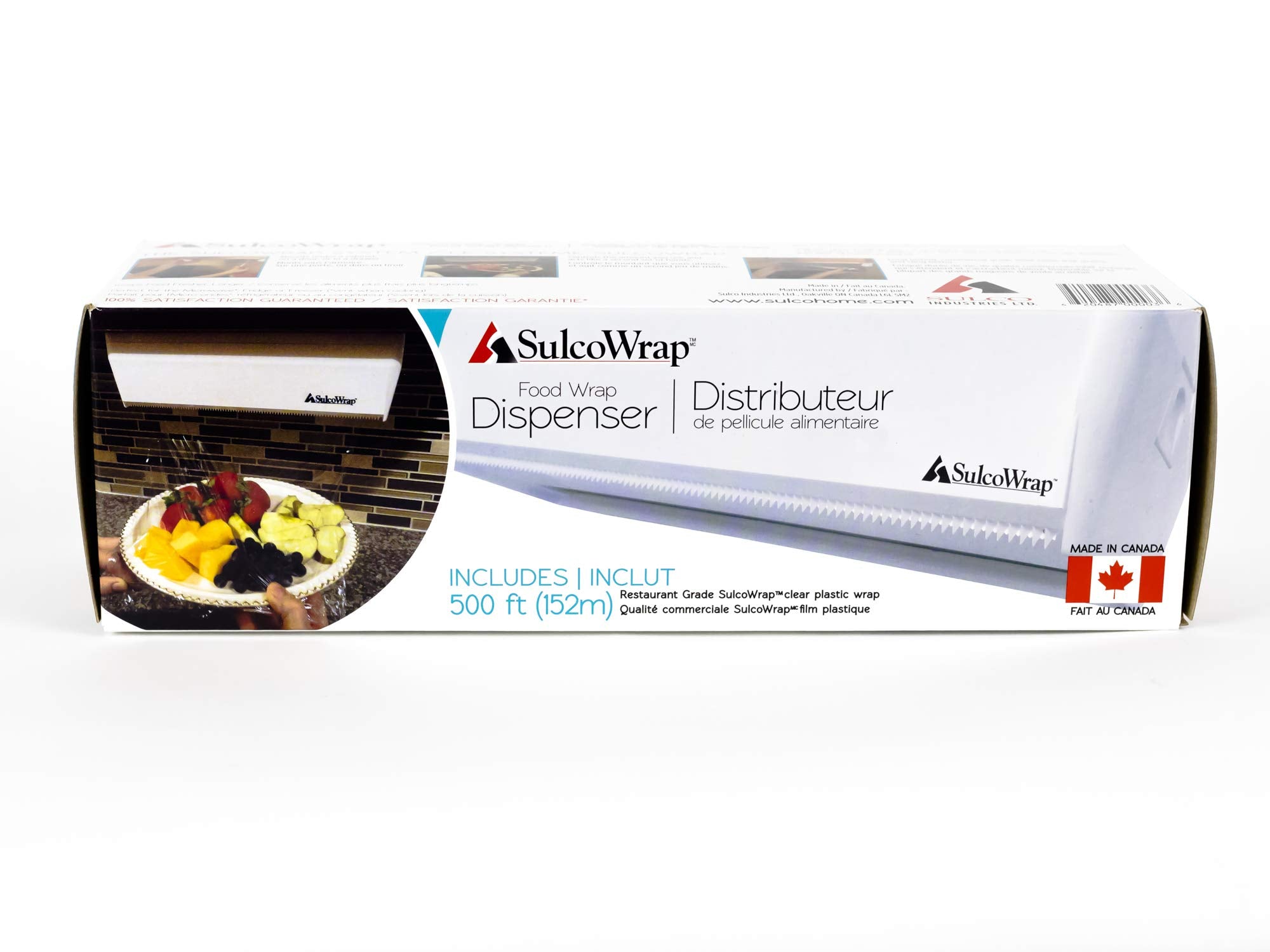SulcoWrap Food Wrap Dispenser, Comes with a 500 ft Premium Plastic Wrap