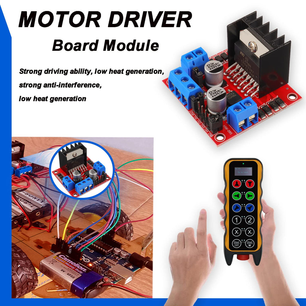 BOJACK L298N Motor DC Dual H-Bridge Motor Driver Controller Board Module Stepper for Arduino Intelligent Car Power UNO MEGA R3 Mega2560 with 4pcs