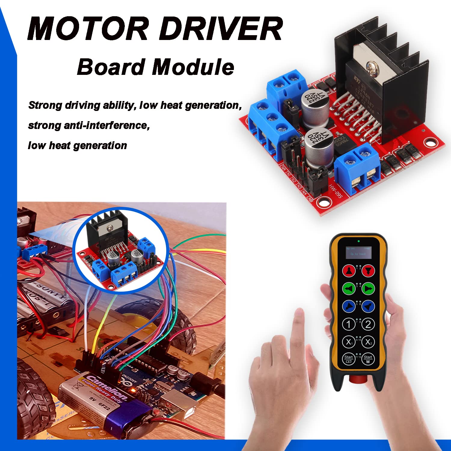 BOJACK L298N Motor DC Dual H-Bridge Motor Driver Controller Board Module Stepper for Arduino Intelligent Car Power UNO MEGA R3 Mega2560 with 4pcs