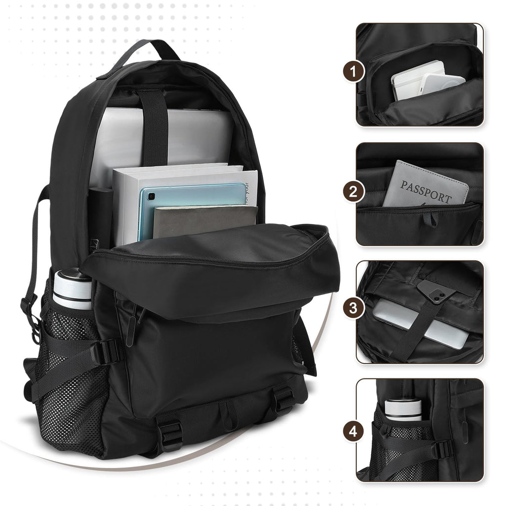 SUIKIHUM Laptop Backpack for Men Women, 28L Casual Daypack Backpack, Travel Business Work Bag, TSA Approved Water-Resistant, Black
