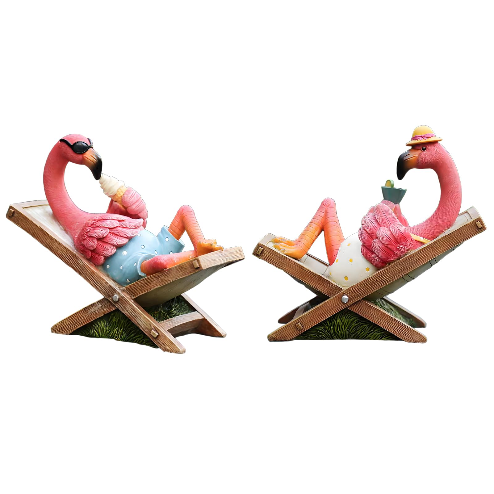 MUAMAX Flamingo Garden Statues Flamingo Figurine Tabletop Flamingo Decor Art Summer Tropical Coastal Ourdoor Decoration Flamingos Gifts for Women Grandma Friends Lawn Housewarming Gifts