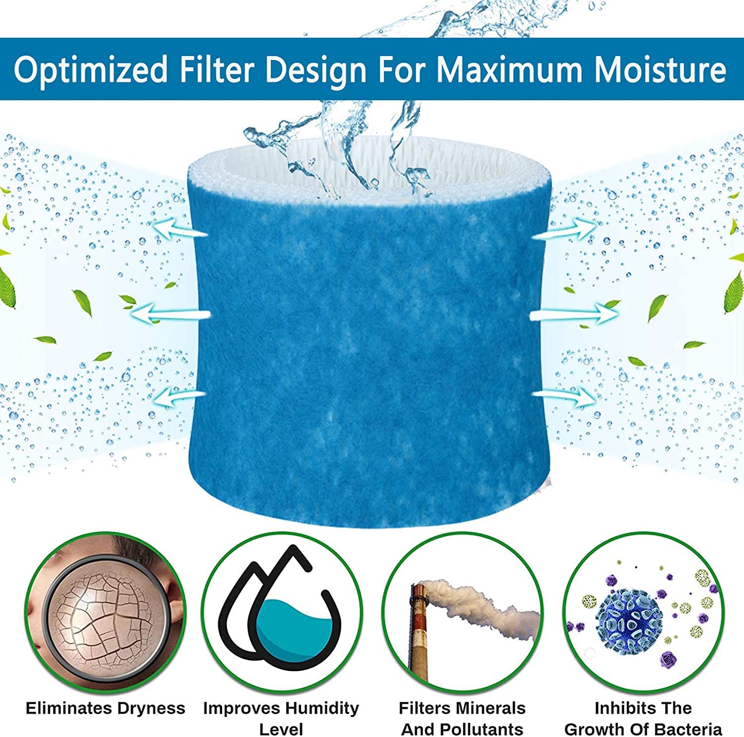 EXSUPRO Humidifier Wicking Filters Compatible with Honeywell HC-888, HC-888N, Filter C Replacements for Honeywell HC888 Series HCM-890 HEV-320 & Duracraft D88 DCM-200(4 pack)
