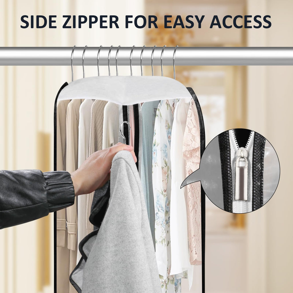 ZAODECR 10" Gusseted All Clear Garment Bags for Hanging Clothes 40" Suit Bags for Closet Storage Hanging Clothes Storage Bags for Shirts, Coats, Dresses