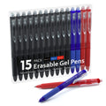 Erasable Gel Pens, 15 Pack Retractable Erasable Pens Clicker, Fine Point, Make Mistakes Disappear, 11 Black 2 Blue 2 Red Inks for Writing Planner and Crossword Puzzles