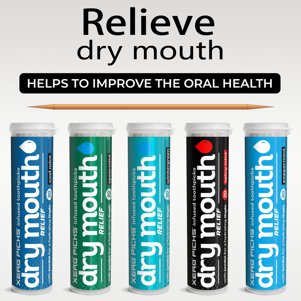 Xero Picks Dry Mouth - Infused Flavored Toothpicks for Long Lasting Fresh Breath & Dry Mouth Prevention (Mints Variety, 20 Count (Pack of 5))