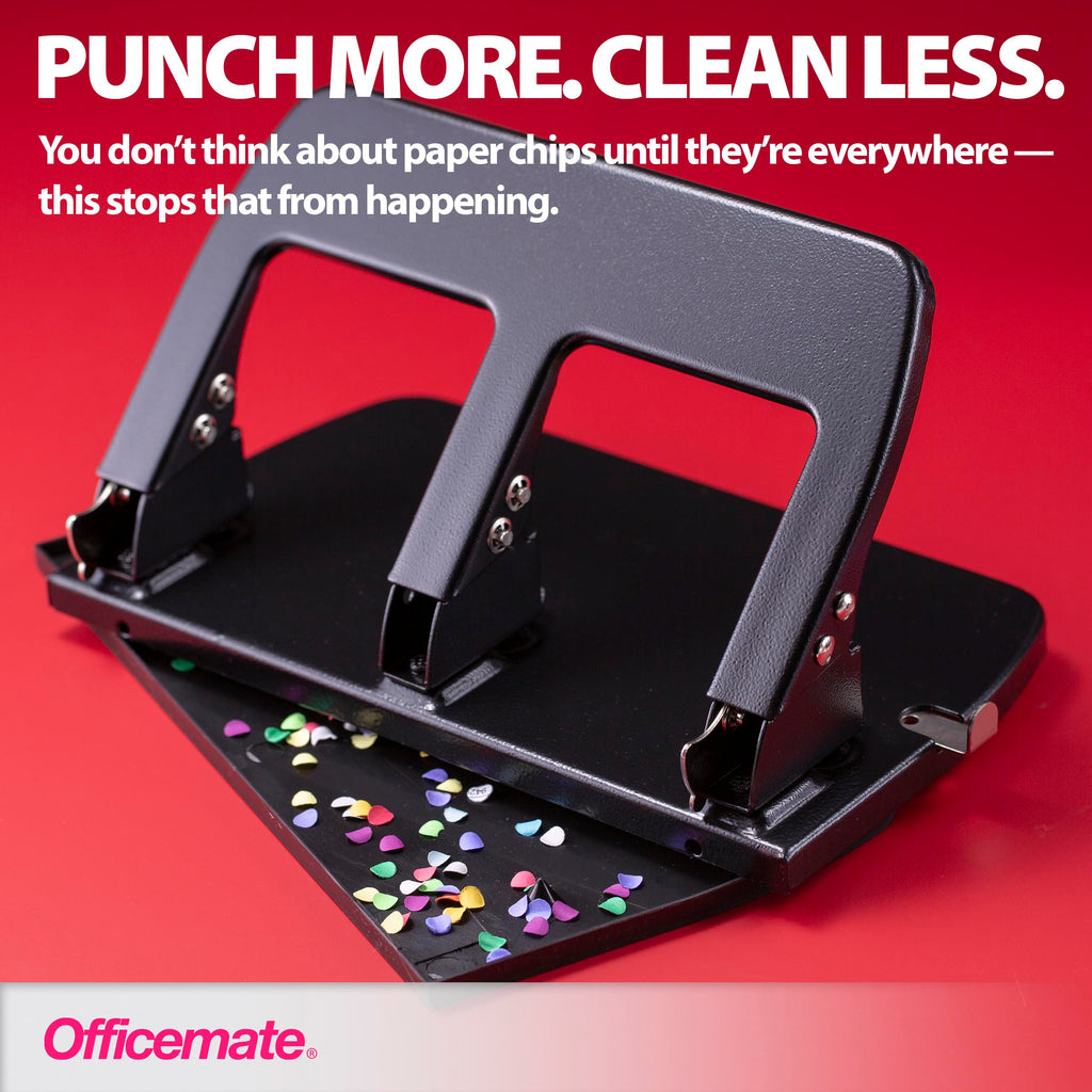 Officemate Medium Duty 3 Hole Punch with Ergonomic Handle, 30 Sheet Capacity, Black (90088)
