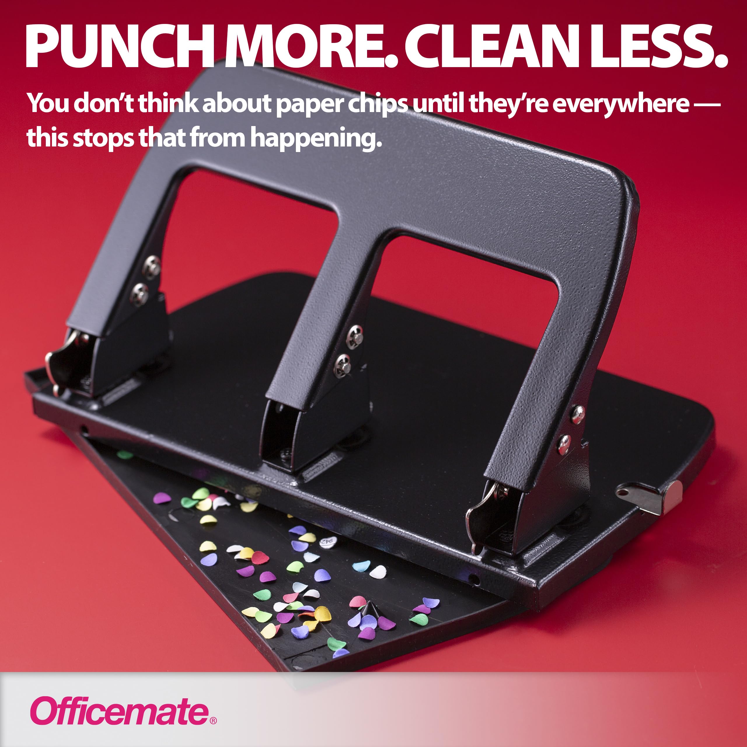 Officemate Medium Duty 3 Hole Punch with Ergonomic Handle, 30 Sheet Capacity, Black (90088)