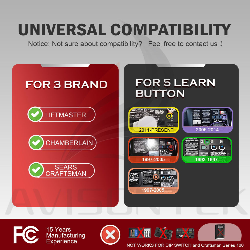 2 for LiftMaster Chamberlain Craftsman Garage Door Remote 893Max 890Max Universal【3 Year Warranty】