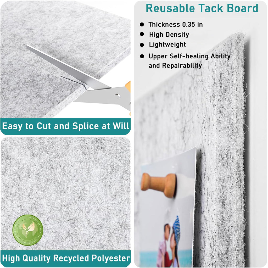 SOYANGNEK Cork Bulletin Board Alternative, 47"x35" Removable Felt Cork Board Tiles for Wall, 12 Pack 11.8 "x11.8 Large Bulletin Board Notice Pin Board for Office, School & Home（Light Gray）