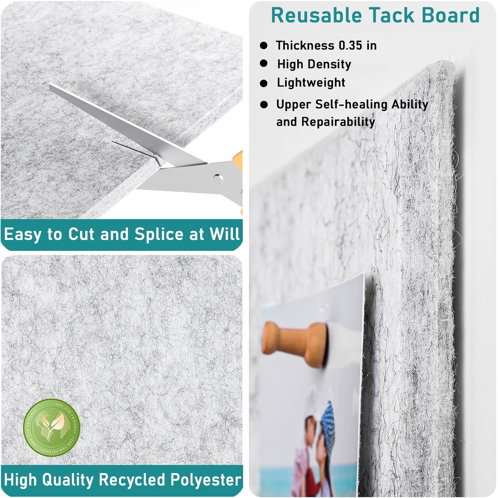 SOYANGNEK Cork Bulletin Board Alternative, 47"x35" Removable Felt Cork Board Tiles for Wall, 12 Pack 11.8 "x11.8 Large Bulletin Board Notice Pin Board for Office, School & Home（Light Gray）