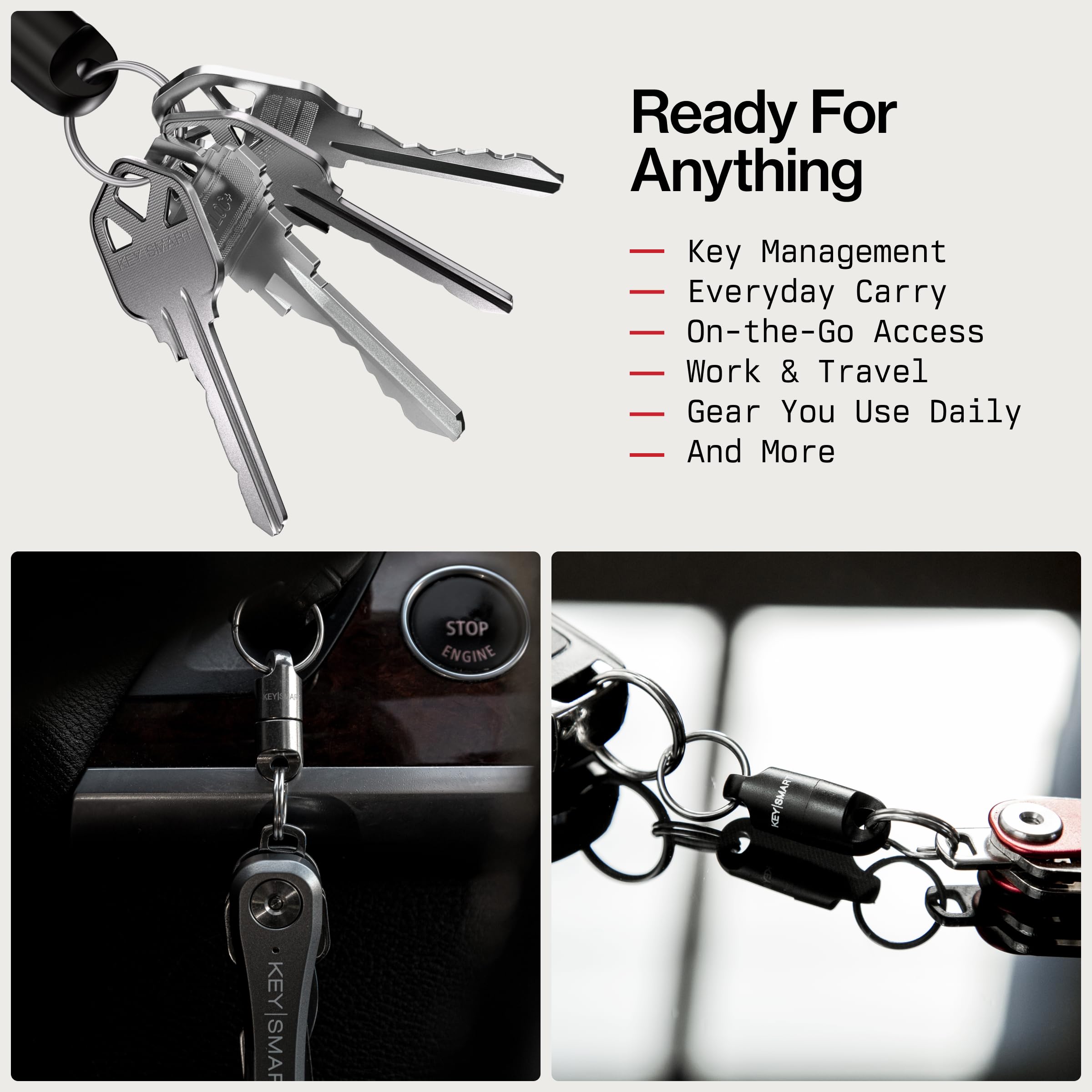 KeySmart MagConnect - Magnetic Quick Release Keychain Connector, Secure Pull-Apart Key Attachment Accessory for Bags, Purse and Belts, Gives You Easy Access to Your Keys, Car Key Fob (3 pack, Black)