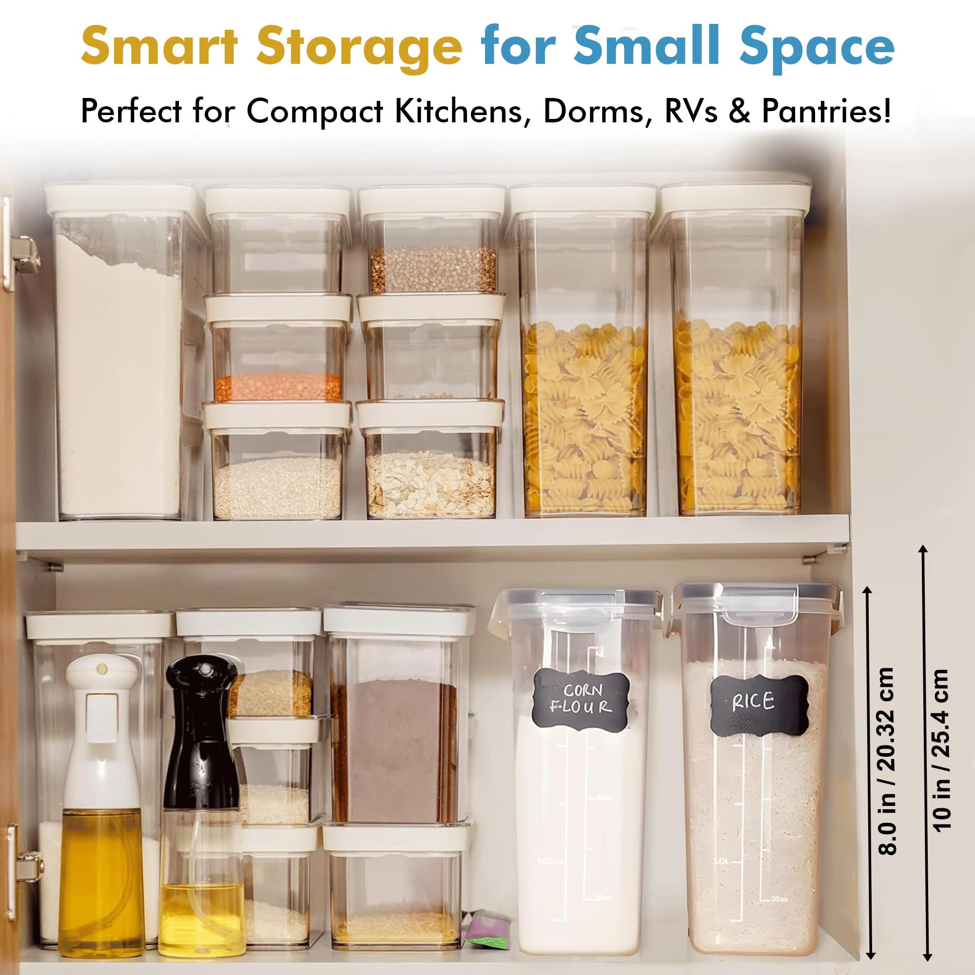 Shazo 2 Pack (2.5L / 15.4 oz) Cereal Storage Containers - Bpa-Free Airtight Food Storage Containers with Lids, BPA-Free Plastic Cereal Dispenser for Pantry, Rice, Flour, Sugar & Pasta