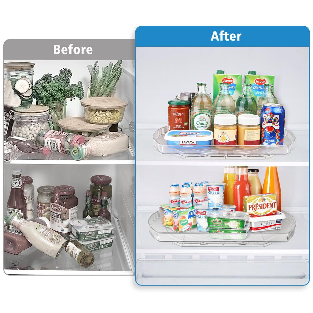 FIRJOY Lazy Susan Turntable for Refrigerator, Square Turntable Organizer for Fridge Cabinet, Pantry, Countertop | 16.5" x 11.1" (Rectangle 1 Pack - Clear)