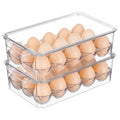 Pure Future 2-Pack Fridge Organizers and Storage (Holds 30 Eggs) - Clear Plastic Egg Containers with Lids, Stackable Food Bins, BPA-Free, Hand Wash Only