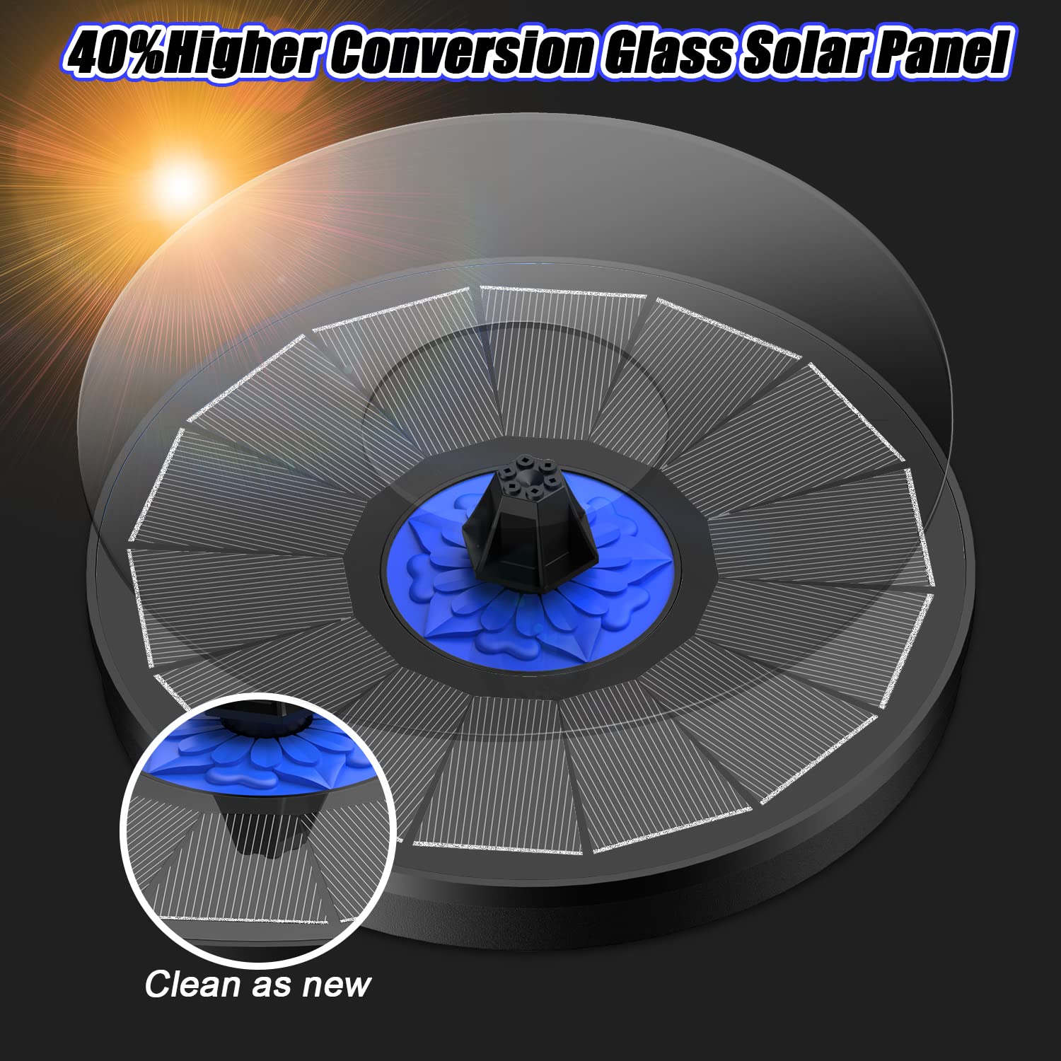 SZMP Solar Fountain Upgrade, 3.5W Solar Powered Bird Bath Fountains with Flower, Outdoor Water Feature Solar Fountain Pump with 7-in-1 Nozzles, 4 Fixed Pipes for Humingbirds, Birdbath, and Garden