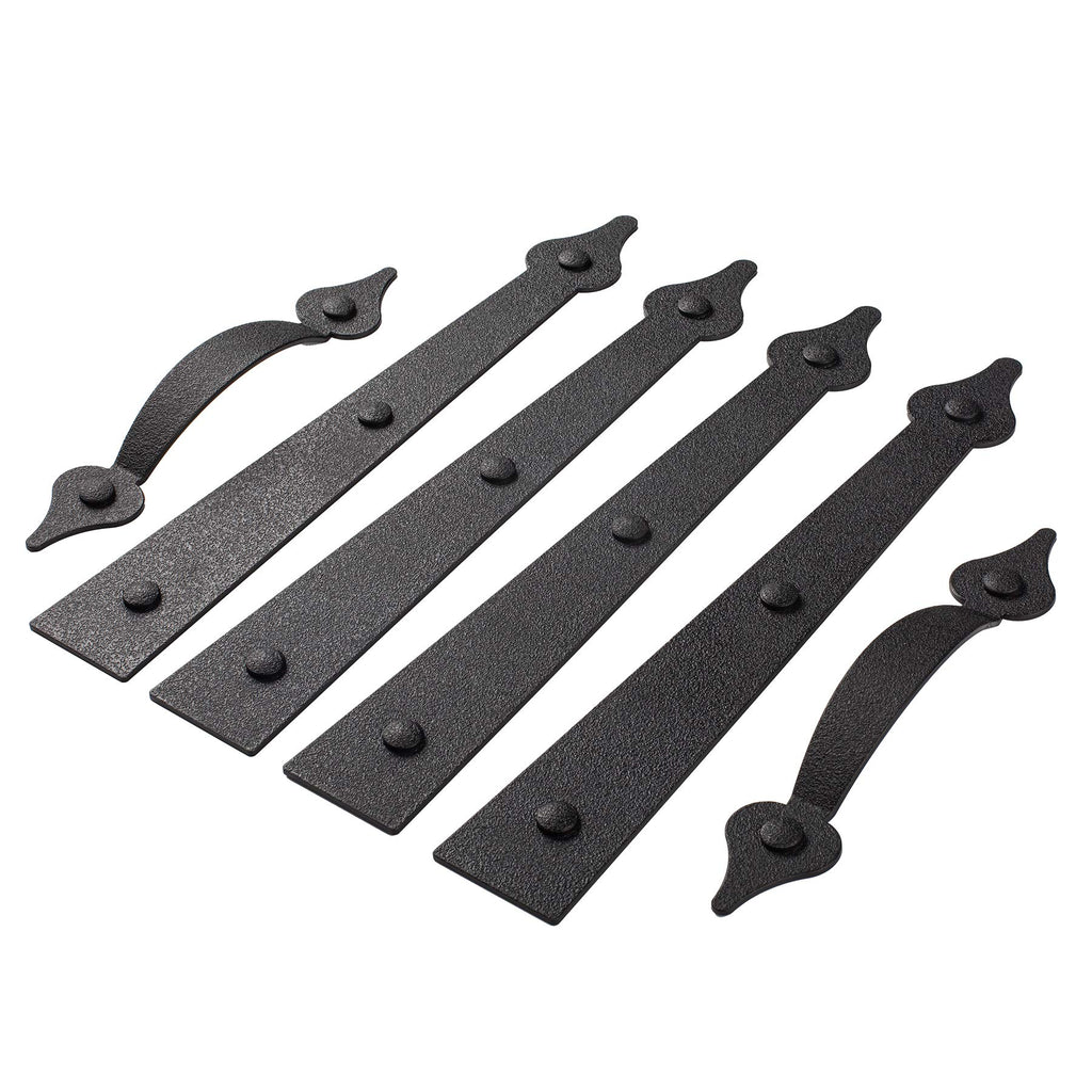 HILLMASTER Decorative Magnetic Garage Door Hinges Hardware, 6 Pieces Garage Door Accents Attractive Curb Appeal Faux Hinges Handles Decor Hardware Kit, Black(4 Hinges+2 Handles)