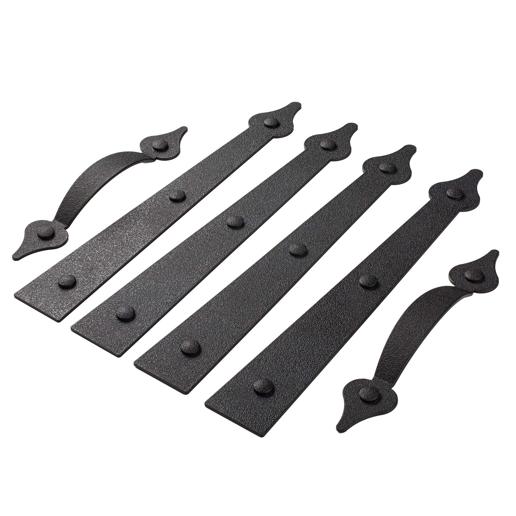 HILLMASTER Decorative Magnetic Garage Door Hinges Hardware, 6 Pieces Garage Door Accents Attractive Curb Appeal Faux Hinges Handles Decor Hardware Kit, Black(4 Hinges+2 Handles)