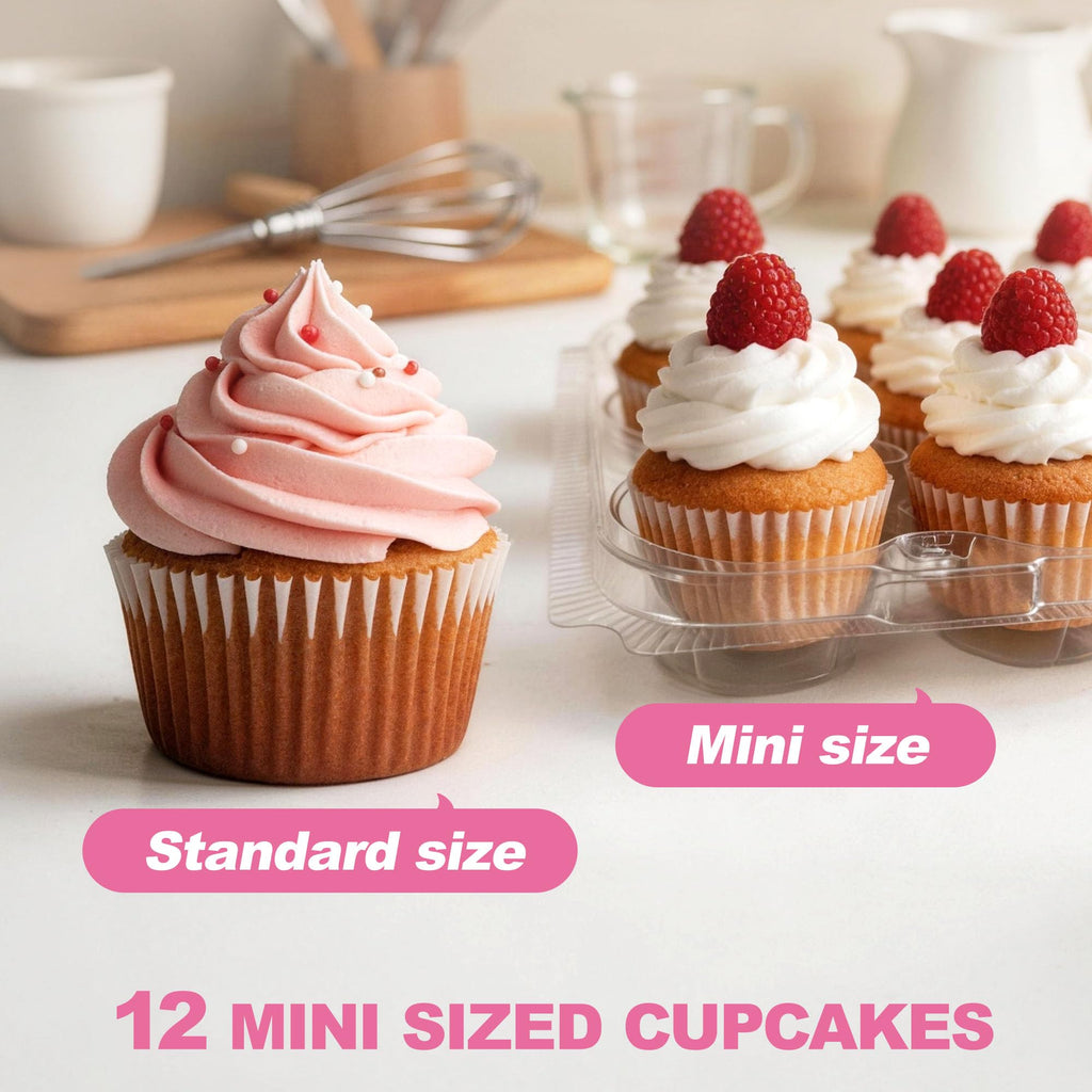 LotFancy Mini Cupcake Containers, 12 Count, 40 Pack, Dozen Clear Plastic Cupcake Holder with Detachable Lid, High Dome, BPA Free - MINI SIZE