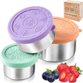 Everusely - Stainless Steel Food Containers - 3 Pack, Bright - Lunch Box - Snack Containers for Office, Home Food Storage - Leakproof w/Silicone Lids - Dishwasher & Freezer Safe