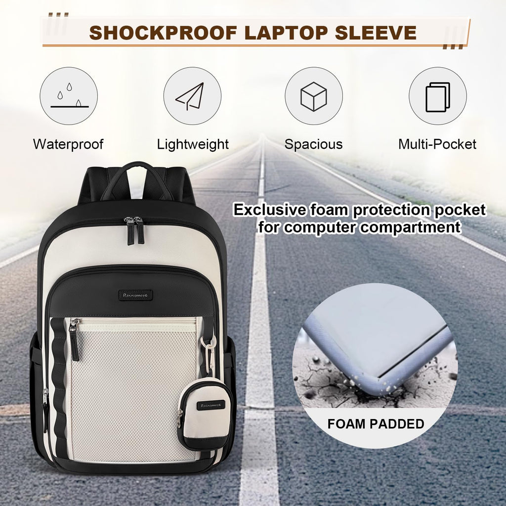 Backpack for Women 15.6 Inch Travel Laptop Backpack Waterproof School Backpack Lightweight Carry on Backpack for Business College, Black