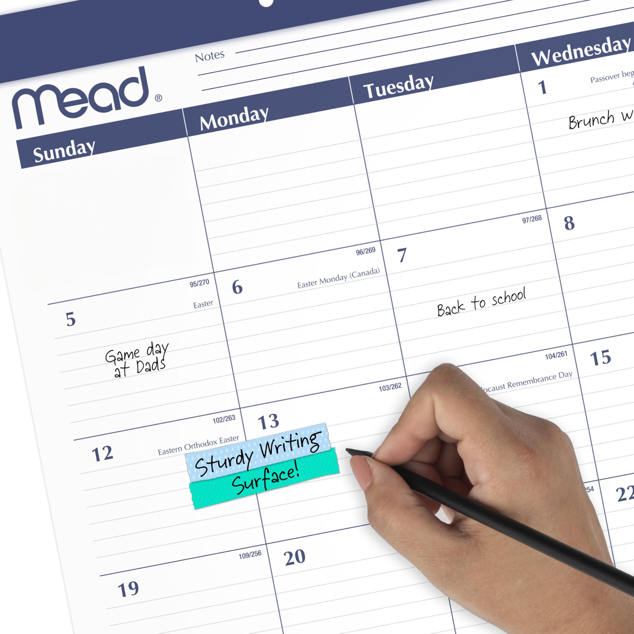Mead Desk Calendar 2026-2027 Planning Pad, Academic 15-Month April-June, Monthly, 21-3/4" x 17" Standard, Ruled Daily Block, Basic (CAM92020)