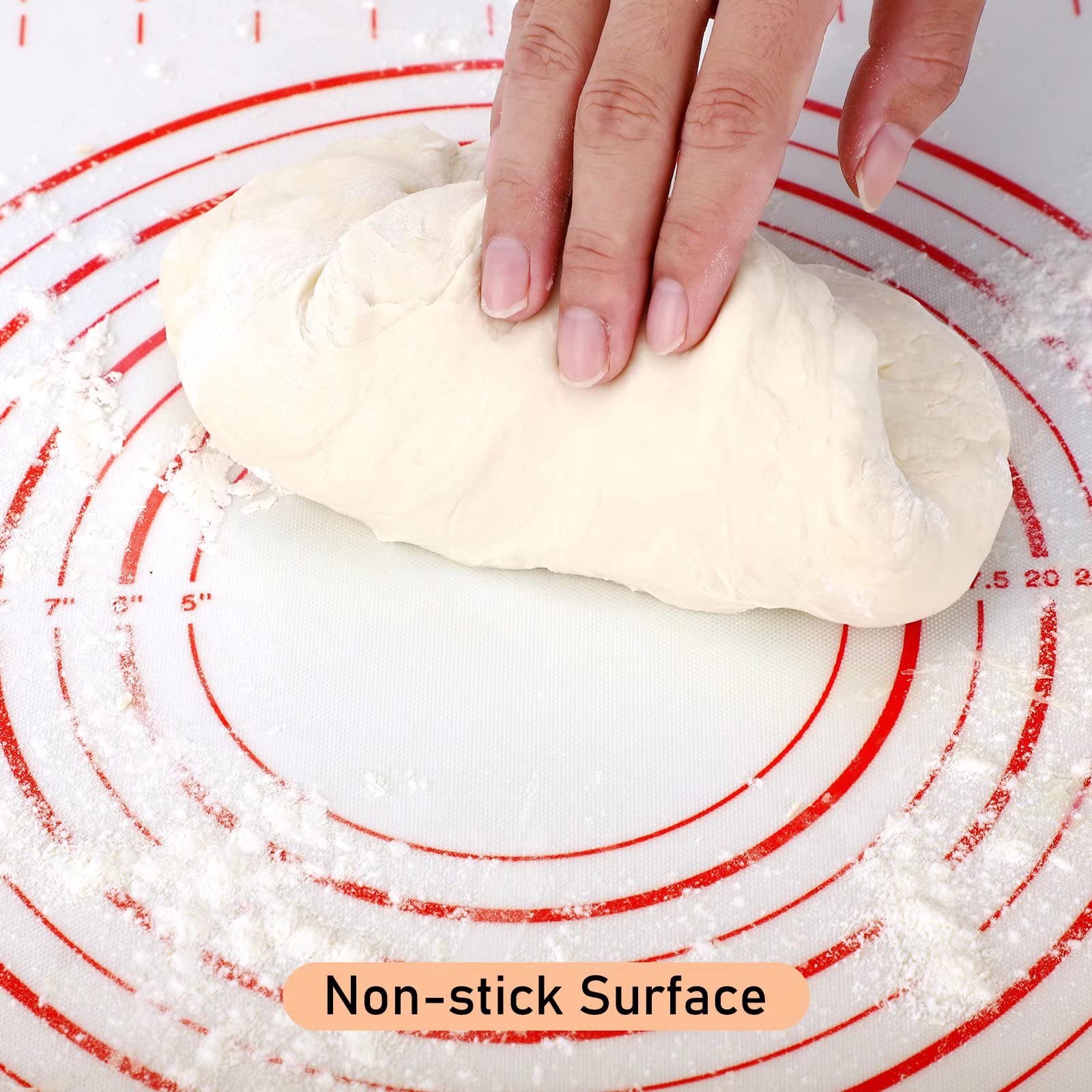 Silicone Baking Mat, Pastry Mat for Rolling Dough Non Slip Extra Large, 20" x 28", Red, Fondant Mat