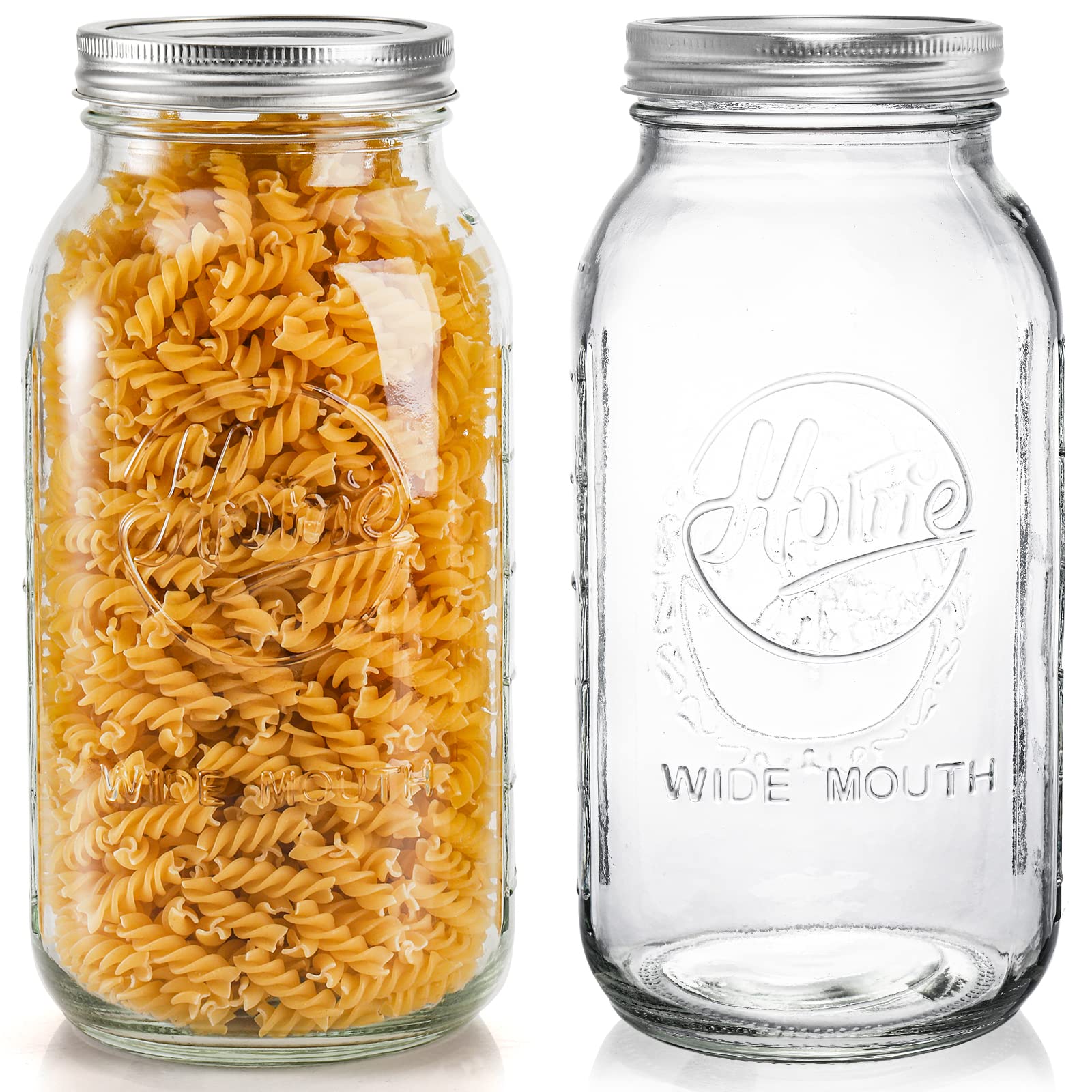 Tebery 3 Pack Wide Mouth Mason Jars 64 oz with Airtight Lids and Band, 1/2 Gallon Clear Glass Storage Jars For Canning, Fermenting, Pickling, Storing