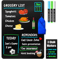 Magnetic Black Dry Erase Board for Fridge - 48 x 33 cm - Stain Resistant with 3 Magnetic, Fine Tip Neon Chalk Markers & Eraser - by Yes4Quality