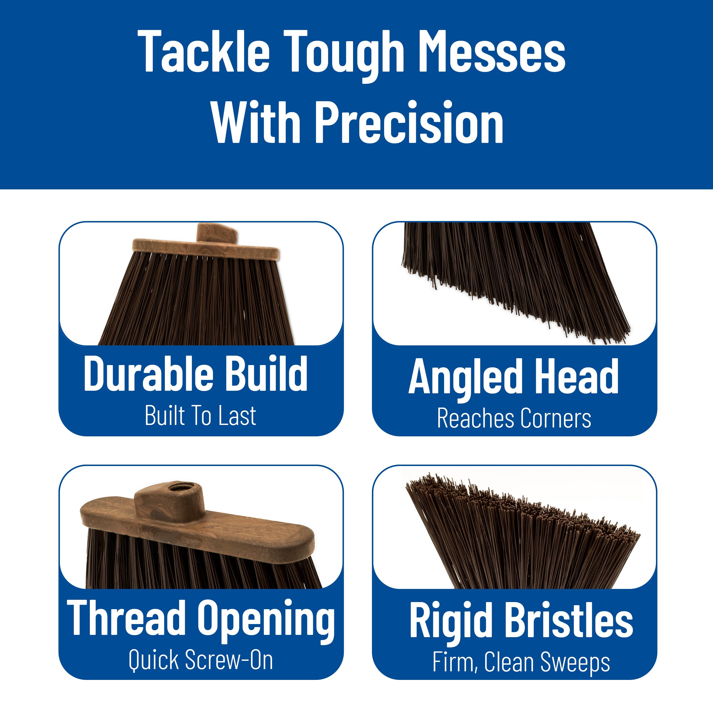 Sparta Sweeper Broom – 12 Inch Angled Outdoor Broom Head with Durable Polypropylene Bristles, Standard Thread Compatible for Home Garage or Kitchen Cleaning, Brown